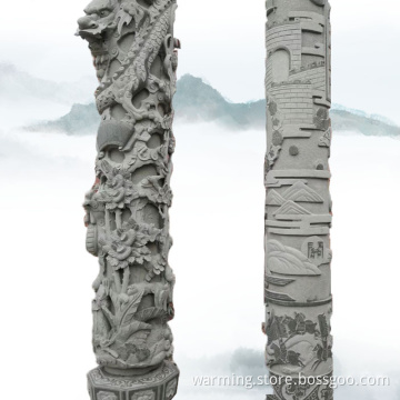 Customized relief dragon stone column